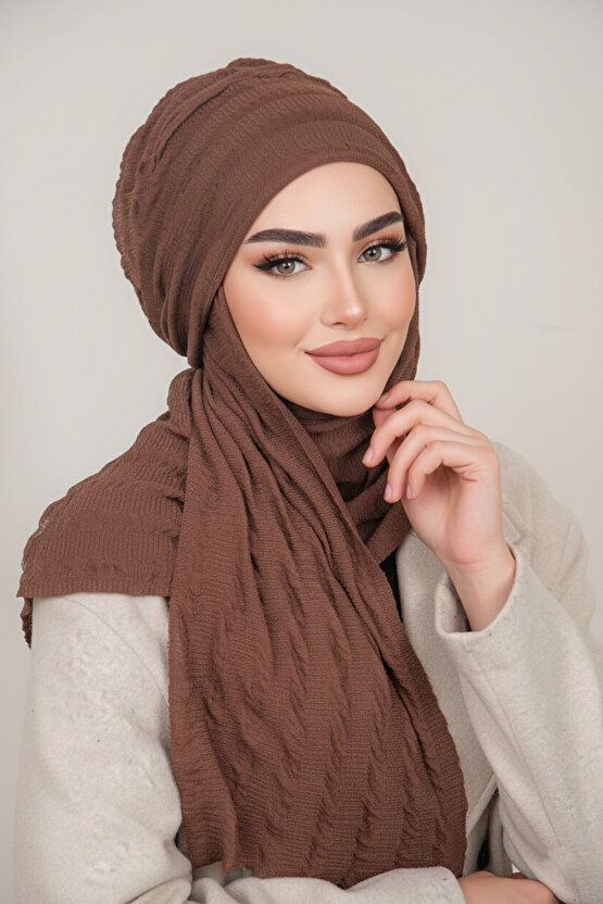 Kahve Kelebek Bone Şal