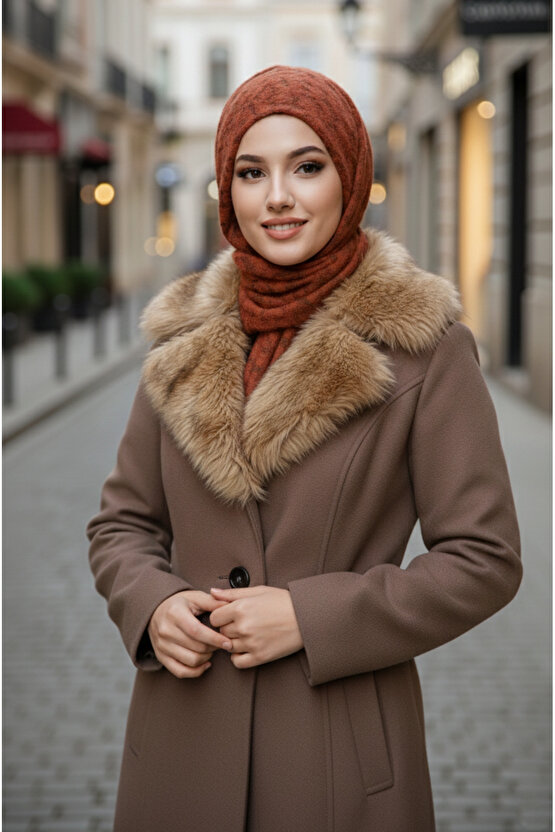 Taba Desenli Yumoş Kelebek Bone Şal