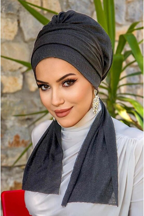 Antrasit Işıltılı Atkılı Bone