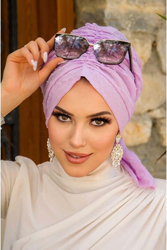 Lila Ponpon Tokalı Bone