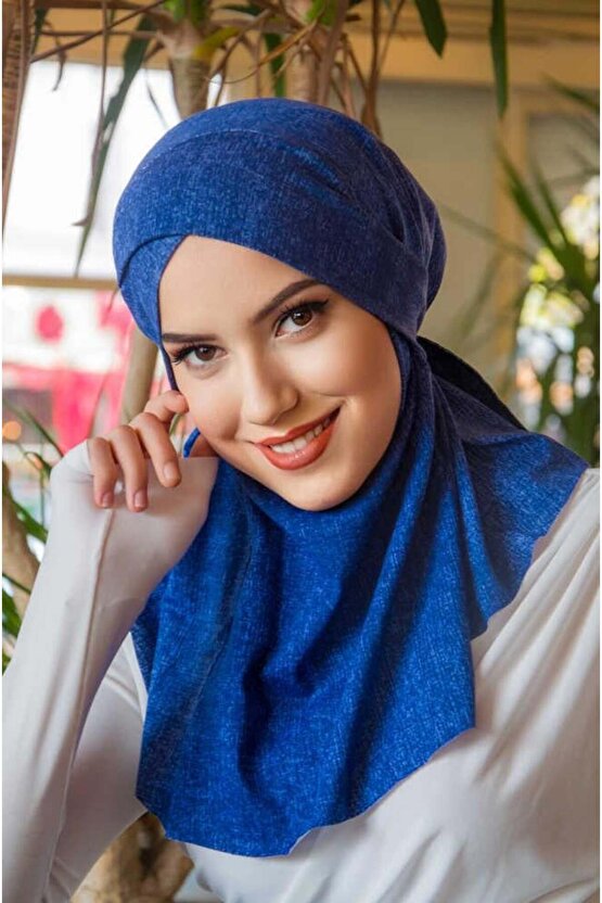 Kot Mavi Çapraz Bantlı Spor Bone Şal