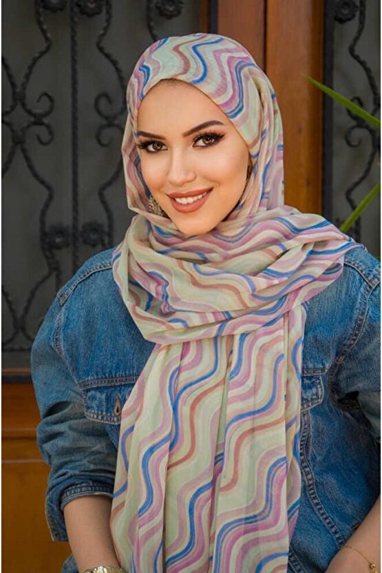 Soft Renkler Helezon Desenli Bone Hazır Şal