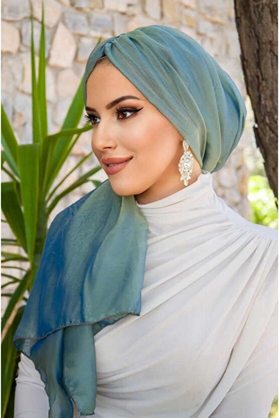 Yeşil Gold Janjan Şifon Tokalı Bone