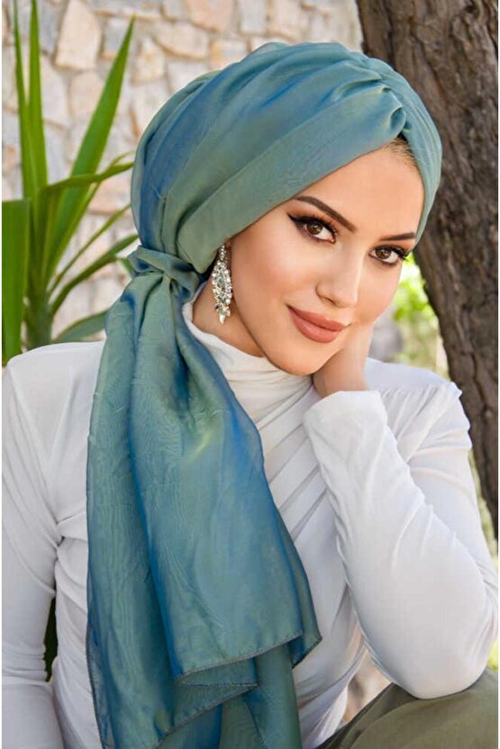 Yeşil Gold Janjan Şifon Tokalı Bone