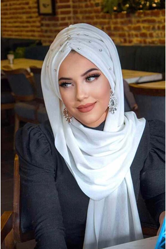 Kırık Beyaz Taş Detay Büzgülü Abiye kelebek