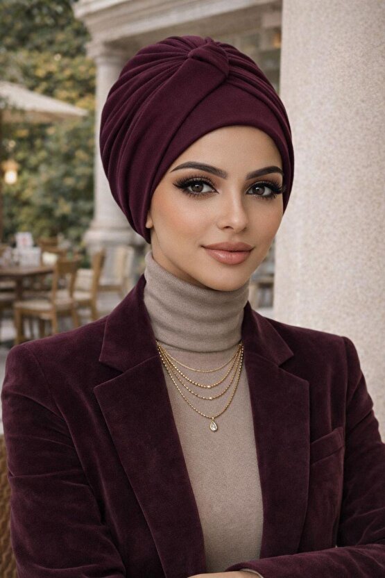 Bordo Burgu Detaylı Bone