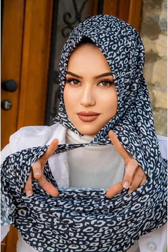 Siyah beyaz Desen Double Şal