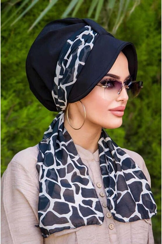 Siyah Mermer Şapkalı Bone