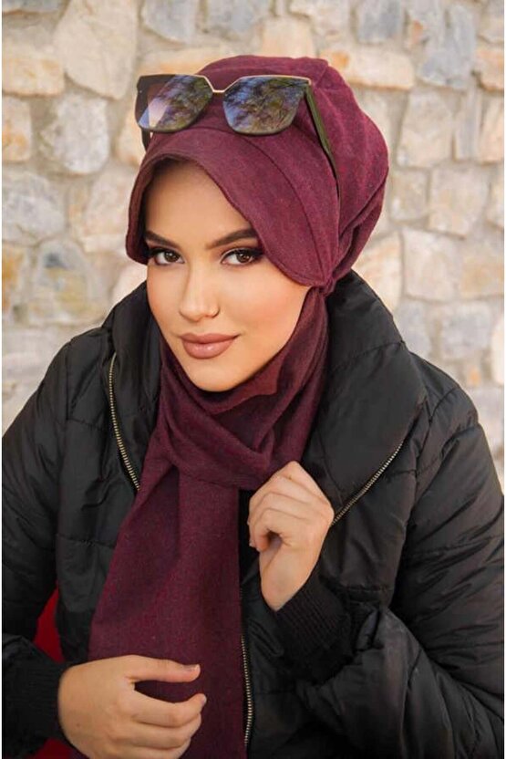 Bordo Tesettür Şapka