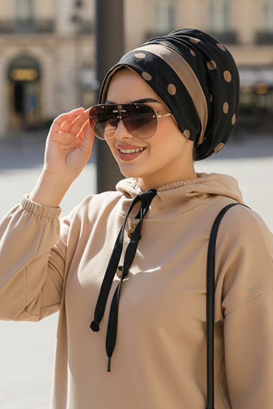 Siyah Vizon Bantlı Şapka Bone