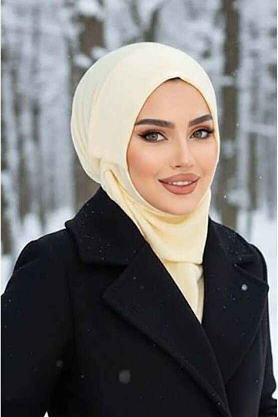 Krem Kışlık Spor Bone Hijab