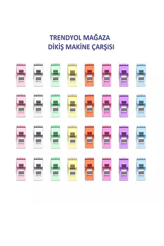 Dikiş Makine Çarşısı Singer Beko Zetina Bındallı Janome Brother Renkli Kumaş Mandalları (10 Adet)