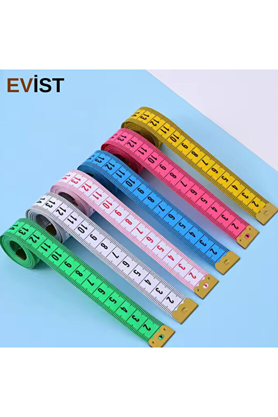 EVİST - Mezura Kutulu 1,5 Metre Çift Yönlü Çok Amaçlı Mezura, Terzi Dikiş (1 ADET) 6 Renk Seçeneği