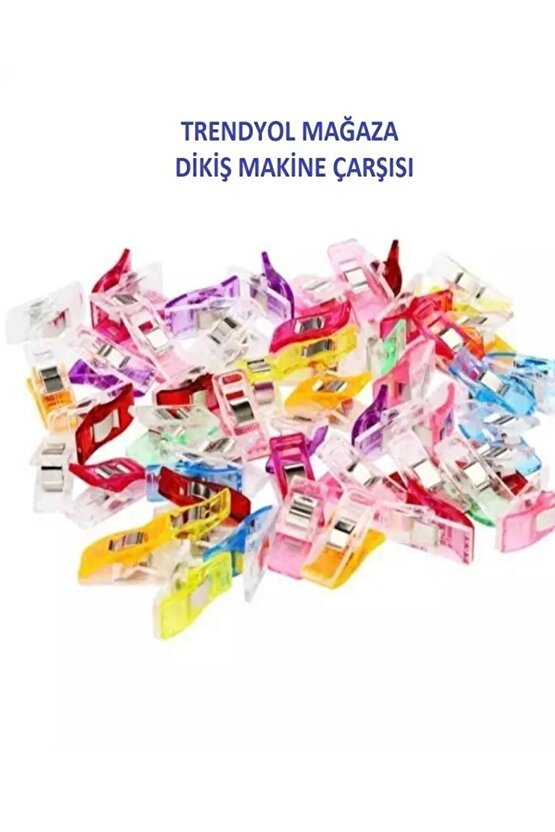 Dikiş Makine Çarşısı Singer Beko Zetina Bındallı Janome 32 Adet Renkli Kumaş Mandalları (32 Adet)