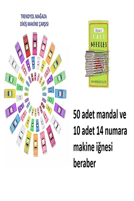 Kaliteli Içi Çelik Olan 50 Adet Mandal Ve 10 Adet Dali Orijinal 14 Numara Ev Tipi Makine Iğnesii