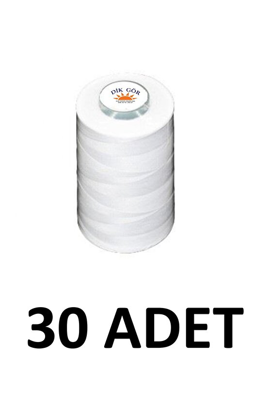 KOZALI MARKA 30 Adet 120 Numara Beyaz Polyester Dikiş İpliği 5000 Metre