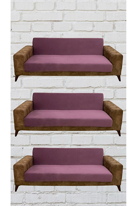 3+3+3 İtalyan Süet Kolsuz Koltuk Örtüsü ( RENK)