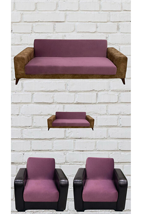 3+2+1+1 İtalyan Süet Kolsuz Koltuk Örtüsü ( RENK)