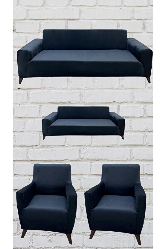 3+2+1+1 İtalyan Süet Koltuk Örtüsü (ANTRASİT RENK)