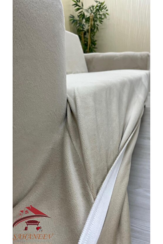 3+3+3 İtalyan Süet Koltuk Örtüsü(BEJ RENK)