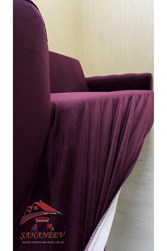 3+2+1+1 İtalyan Süet Koltuk Örtüsü(MÜRDÜM RENK)