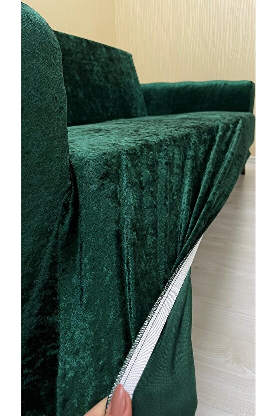 Parlak Kadife Kumaş Standart Sandalye Kılıfı RENK ZÜMRÜTYEŞİLİ (6 ADET)