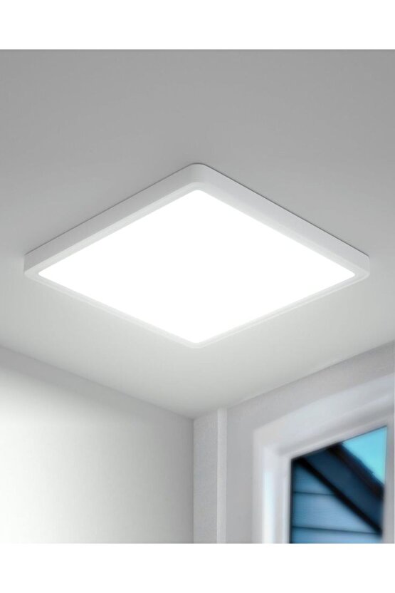 24 Watt Çok Kaliteli Sıva Üstü 6500 Kelvin Beyaz Işık Led Tavan Armatürü, Metal Kasa 28 X 28 Cm