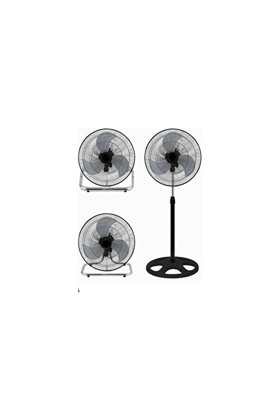 18 İnç 3 Kademeli, 3 Farklı Kullanıma Uygun (Ayaklı, Duvara Monte ve Yerde) Sanayi Tipi Vantilatör