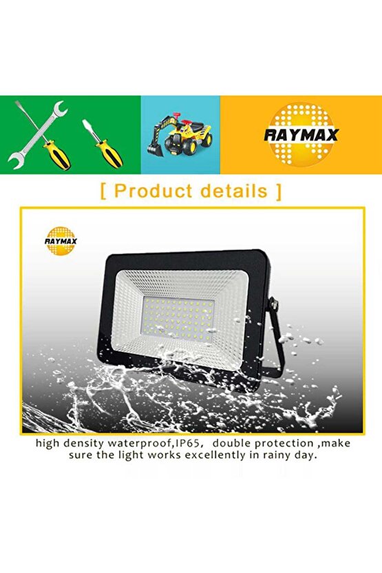 200 Watt, 16000 Lm Çok Kaliteli, 6500K Beyaz Işık, Elektrikle Çalışır İç - Dış Mekan Led Projektör