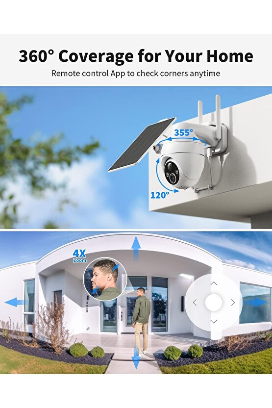 Güneşe Enerjili, Kaliteli Solar Dış Mekan Akıllı Kamera, Arıcı, Çiftçi, Çoban Kamerası, Full HD 3 MP