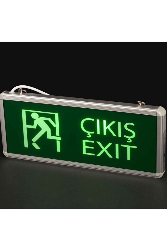 Acil Çıkış Levhası, 3 Watt Ledli EXIT, 3 Saat Şarjlı, Elektrikle Çalışır, Çift Yönlü Çıkış Levhası