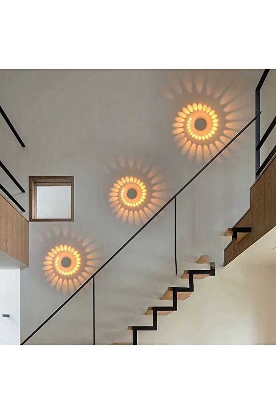 1 Adet Elektrikle Çalışır, 3 Watt Yaylı Tavan Ve Duvar Aplik, 3000 Kelvin Sarı Işık Metal Led Aplik