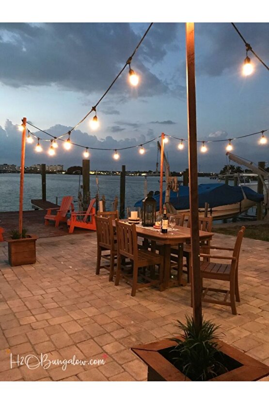 Sarı Işık Ampullü, 5 Metre 10 Duylu Eklenebilir Bahçe, Kafe, Teras, Balkon Armatürü İç Dış Ve Mekan