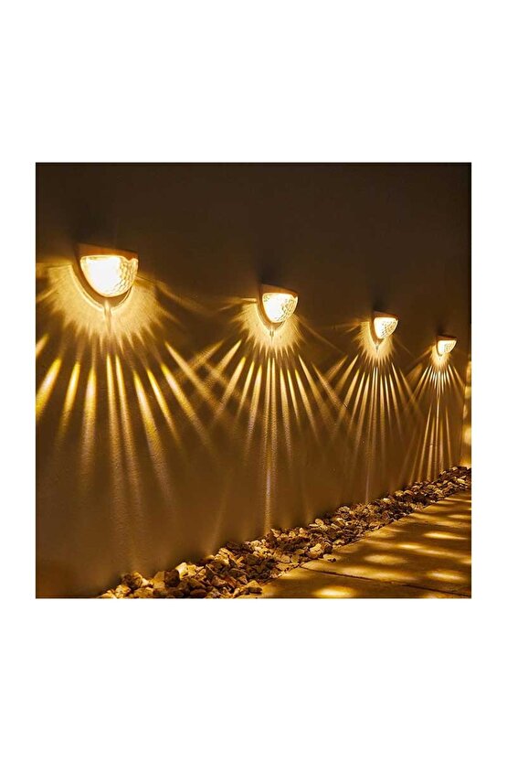 2 Adet Güneş Enerjili, 5 Watt Solar Duvar Apliği, 3200 Kelvin Gün Işığı Ledli Kablosuz Solar Aplik