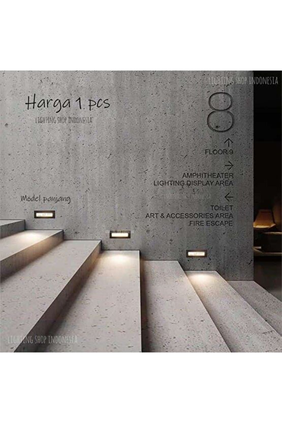 5 Watt, 3200 Kelvin, Sensörsüz Dış Mekan ve Nemli Alan Dikdörtgen Merdiven Led, IP65 Armatür 17x7 Cm