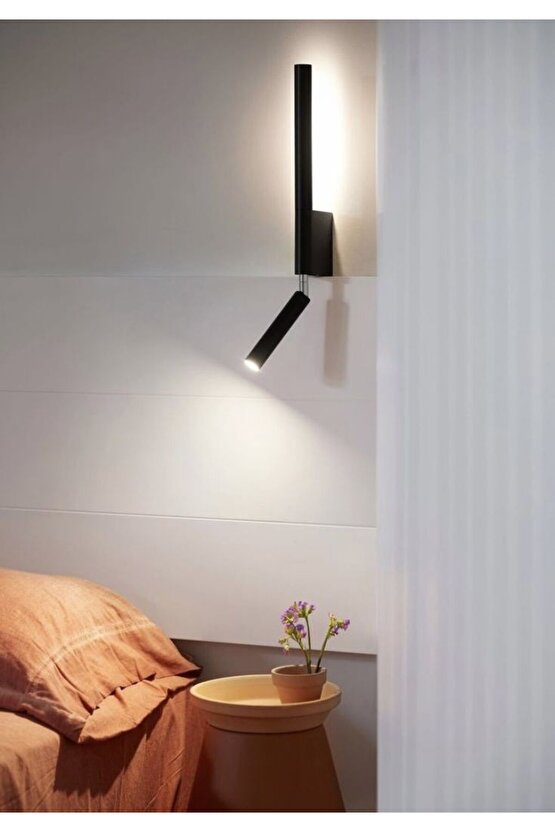 6+3 Watt, Döner Direk, Oynar Başlıklı Led Yatakbaşı Armatür, Led Duvar Aplik, Modern Yatakbaşı Aplik