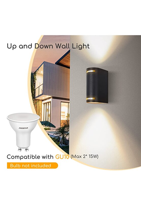 Alüminyum Çift Yönlü Elektrikle Çalışır 14 Watt BEYAZ IŞIK İç ve Dış Mekan Bahçe Balkon Salon Apliği