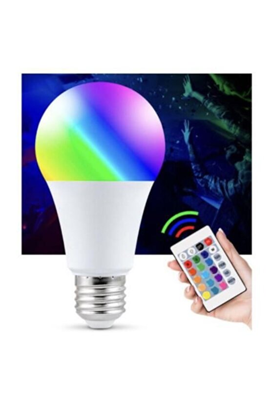 2 Adet Kumandalı, 20 Farklı Işık Renkli, Çakar Modlu Akıllı Led Ampul, Çok Kaliteli RGB E-27 Ampul