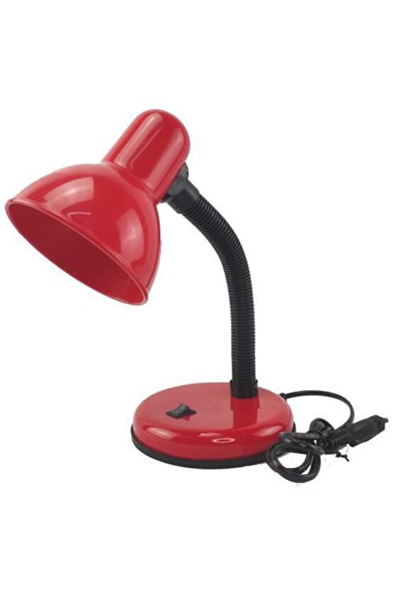 Kırmızı Renk Modern Tasarım Masa Lambası, Ders Çalışma Lambası, Öğrenci Lambası, Fişli Masa Lambası