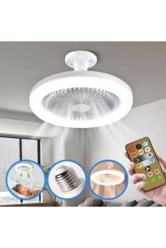 3 Işık Modlu, Dimlenebilir, 3 Fan Hızlı, Kumandalı, Pervaneli, 42 Watt Çok Kaliteli Led Fan Ampul,