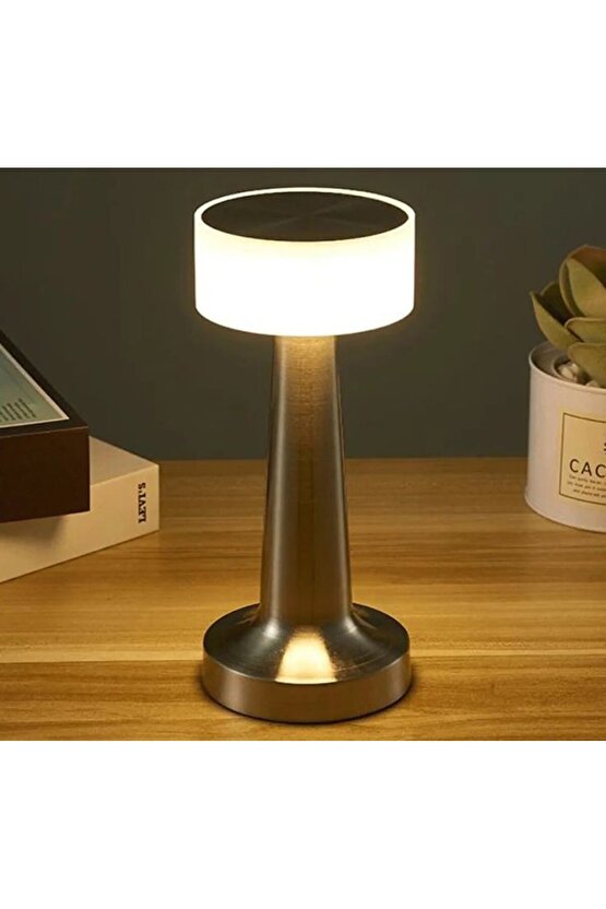3 Farklı Işık Modlu Metal Şarjlı, Dokunmatik Masa ve Gece Lambası, Cafe, Bar, Restorant Masa Lambası