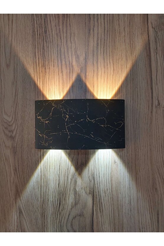 U2 Uranüs Mermer Desen Kasa 4 Watt Gün Işığı Ve Beyaz Işık Ledli Çift Yönlü Iç - Dış Mekan Aplik