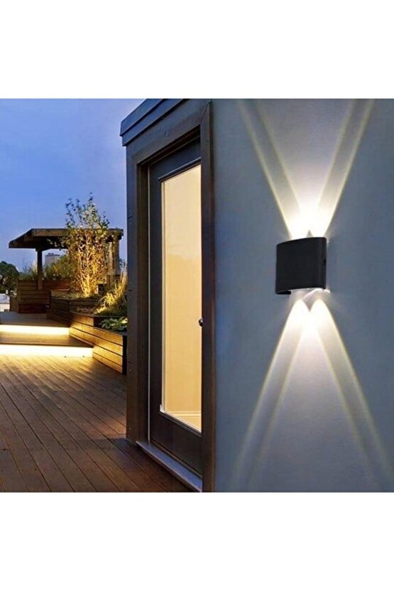 U2 Uranüs Siyah Kasa 4 W. Gün Işığı Dekoratif Çift Yönlü Iç Ve Dış Mekan Bahçe Balkon Teras Aplik