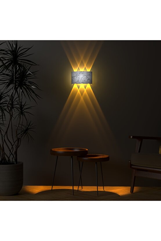 Uranüs Mermer Desen Kasa Amber Işık Ledli Dekoratif Işık Süzmeli Iç Dış Mekan Lüks Modern Aplik