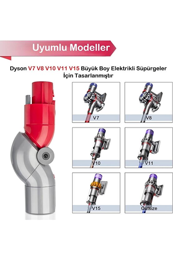 Dyson Mobilya Altı Adaptörü V7-V8-V10-V11-V15 Uyumlu Esnek 90° Başlık + HEDİYE 4lü Mikrofiber Bez