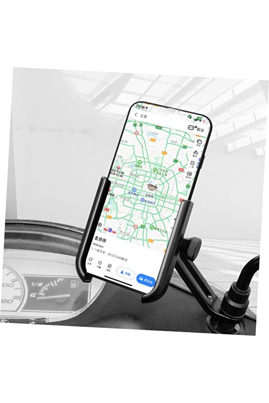 Dikiz Ayna Bağlantılı Metal Motosiklet ve Bisiklet Telefon Tutucu Dayanıklı ve Güvenli