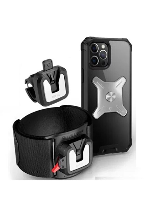 Bisiklet Motorsiklet Gidon Telefon Tutucu 2in1 KolBilek Takılan Band Pratik Kilitli Telefon Tutucu