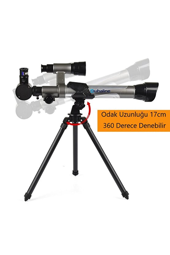 3 Lensli 40x Yakınlaştırma Astronomin Monoküler Eğitici Teleskop Gece Görüş Ay Doğa Gözlem+Tripod