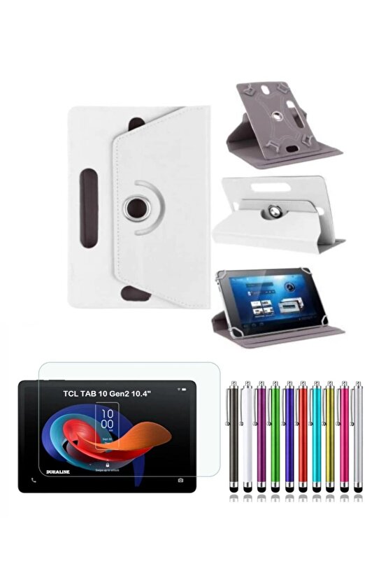 TCL TAB 10 Gen2 10.4 Uyumlu Standlı Tablet Kılıfı + Kırılmaz Ekran Koruyucu+ Dokunmatik Kalem