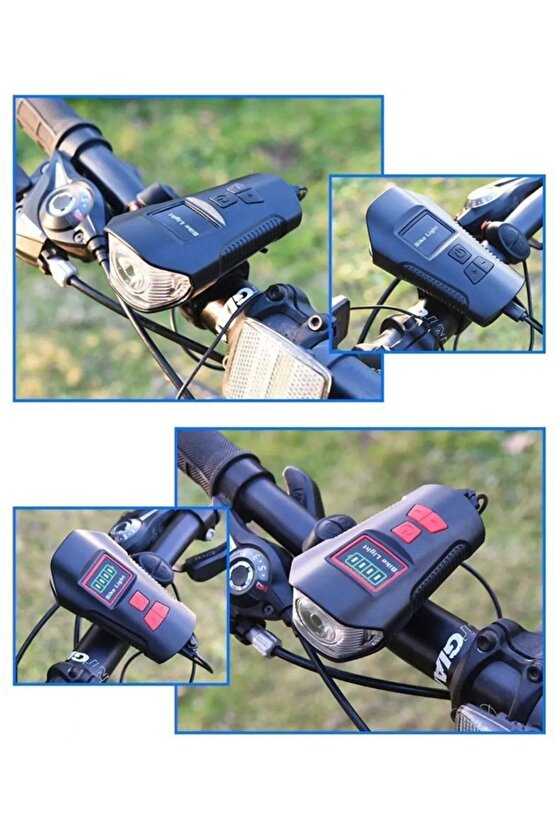 Bisiklet Lcd Hız Gösterge Km Ekranı Su Geçirmez Şarjlı Led Işık 4 Mod Işık Korna 6 Mod Ses 3 In 1